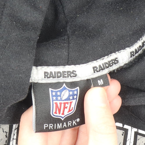 Primark Men’s Black Raiders Pullover Hoodie Size M NFL Graphic Fleece
