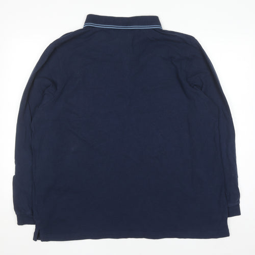Jacamo Men's Blue Long Sleeve Polo Shirt Big 1X Regular Fit