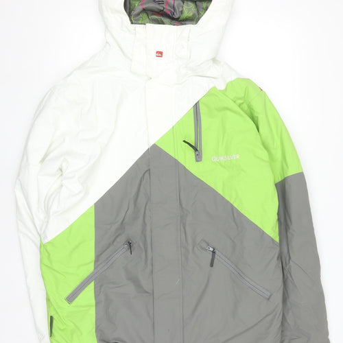 Quiksilver Women's White Green Grey Waterproof Ski Jacket Size S
