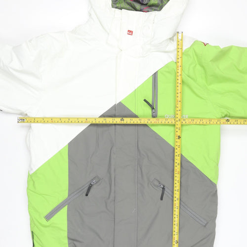 Quiksilver Women's White Green Grey Waterproof Ski Jacket Size S