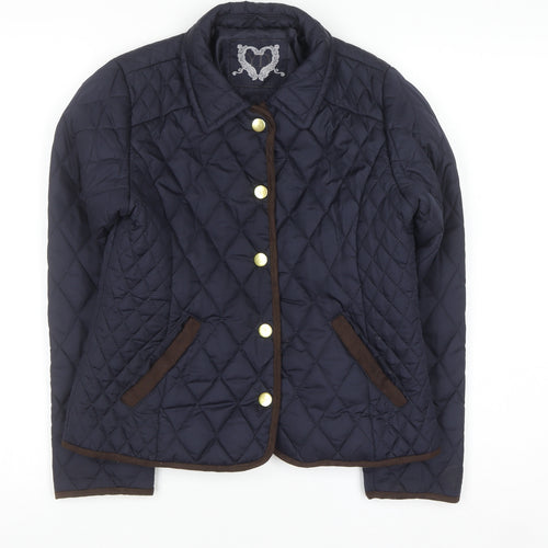 YD Girls Blue Quilted Jacket 11-12 Years Padded Mid-Length Coat