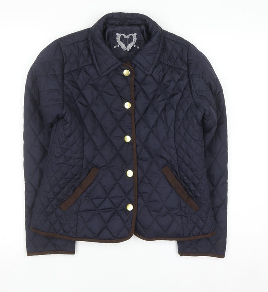YD Girls Blue Quilted Jacket 11-12 Years Padded Mid-Length Coat