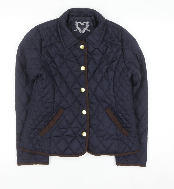 YD Girls Blue Quilted Jacket 11-12 Years Padded Mid-Length Coat