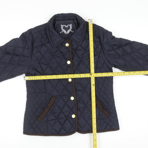 YD Girls Blue Quilted Jacket 11-12 Years Padded Mid-Length Coat