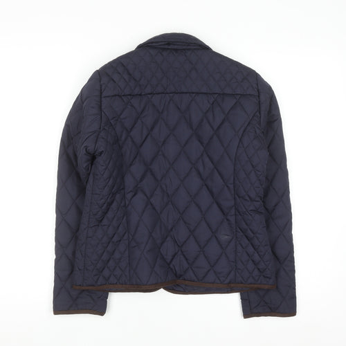YD Girls Blue Quilted Jacket 11-12 Years Padded Mid-Length Coat