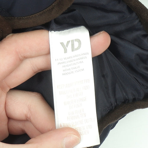 YD Girls Blue Quilted Jacket 11-12 Years Padded Mid-Length Coat