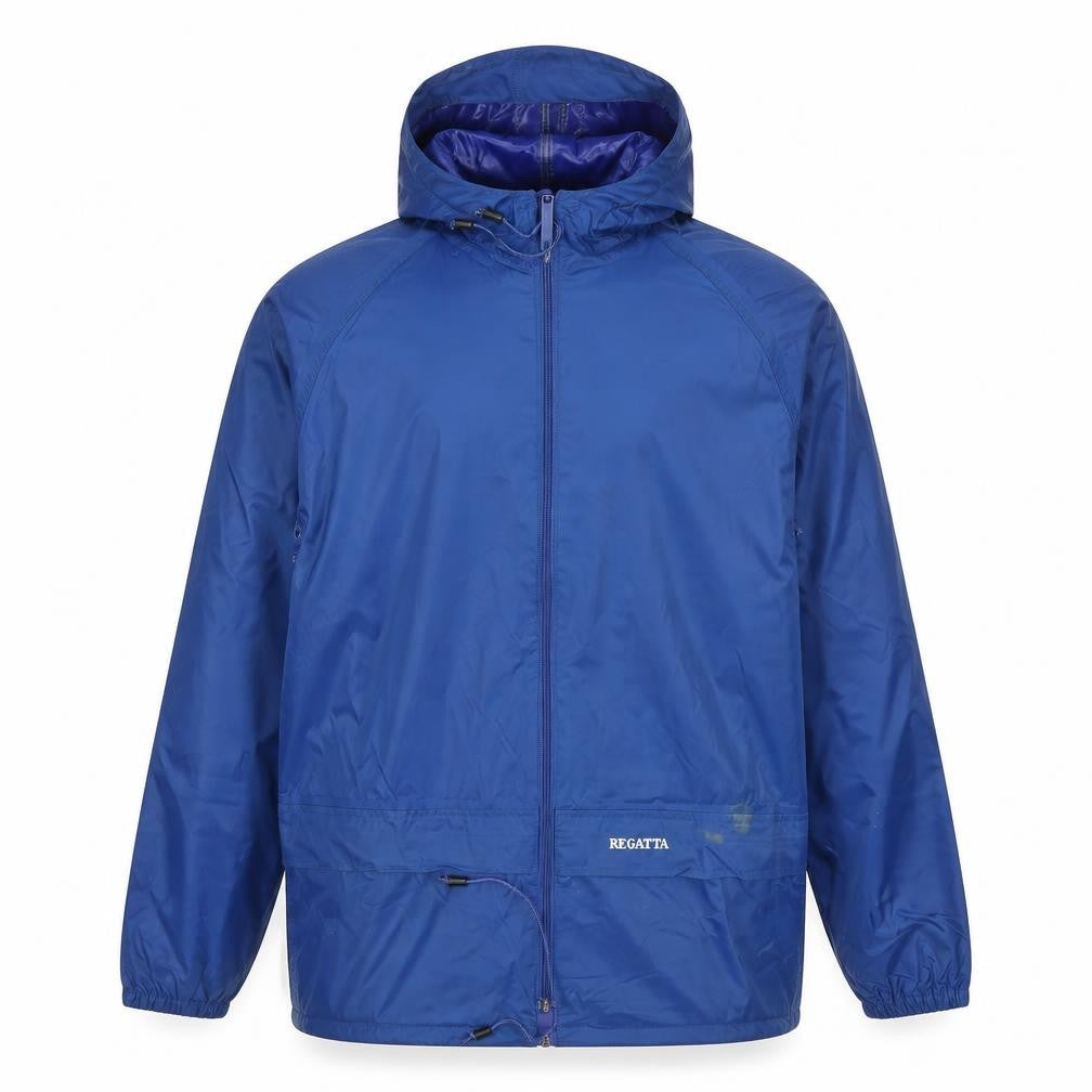 Front view of Regatta Men's Blue Waterproof Hooded Rain Jacket S
