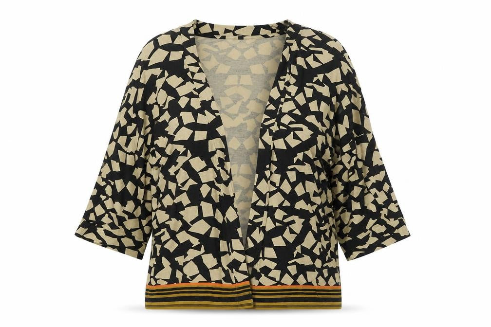 Front view of Next women’s multicoloured geometric cardigan small viscose blend