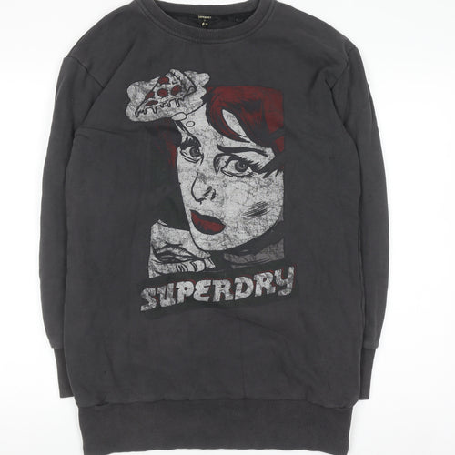 Superdry Womens Black Graphic Pullover Sweatshirt UK 10