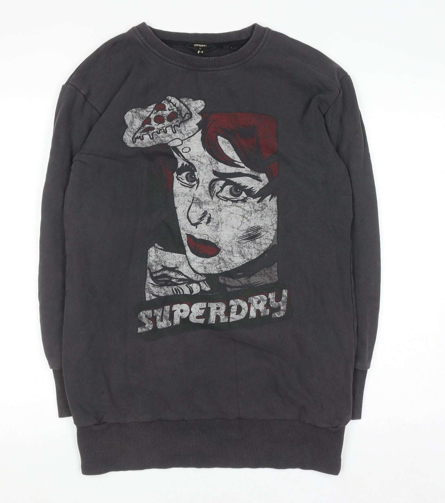 Superdry Womens Black Graphic Pullover Sweatshirt UK 10