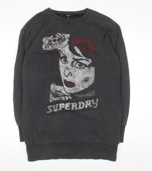 Superdry Womens Black Graphic Pullover Sweatshirt UK 10
