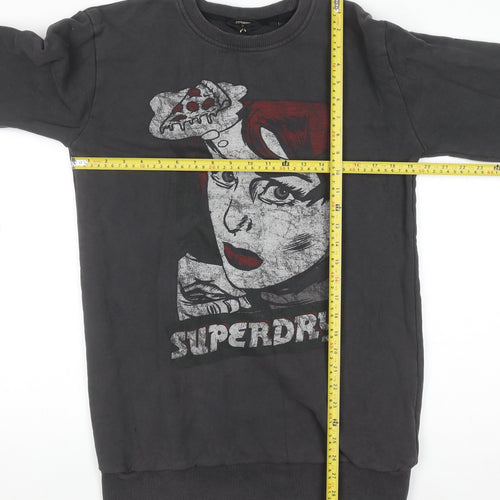 Superdry Womens Black Graphic Pullover Sweatshirt UK 10