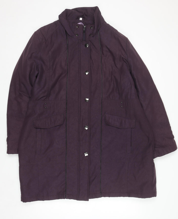 Klass Womens Purple Long Overcoat XL Polyester Lined Jacket