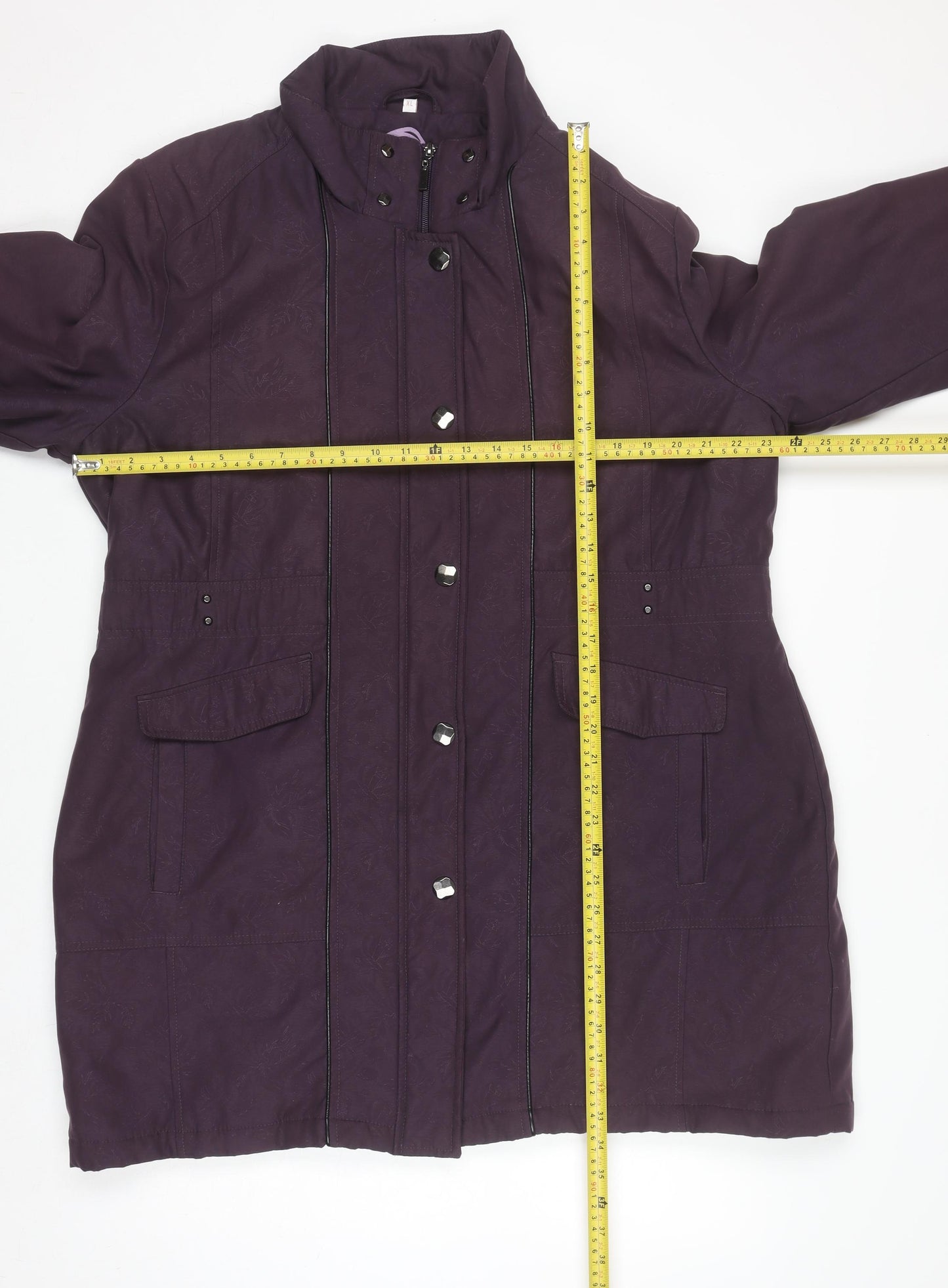 Klass Womens Purple Long Overcoat XL Polyester Lined Jacket