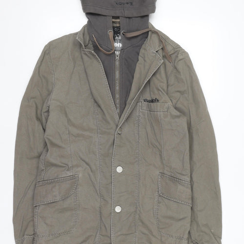 Bench Women Khaki Hooded Blazer Jacket Medium Cotton Casual