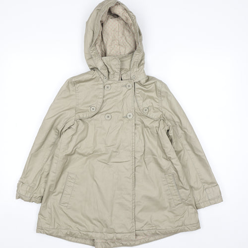 DPAM Girls Beige Hooded Trench Coat 10 Years Double-Breasted Waterproof
