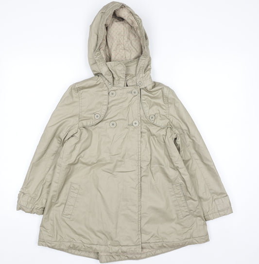 DPAM Girls Beige Hooded Trench Coat 10 Years Double-Breasted Waterproof