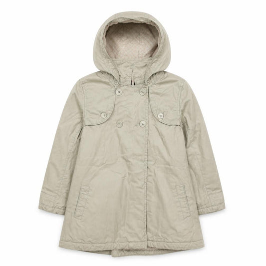DPAM Girls Beige Hooded Trench Coat 10 Years Double-Breasted Waterproof