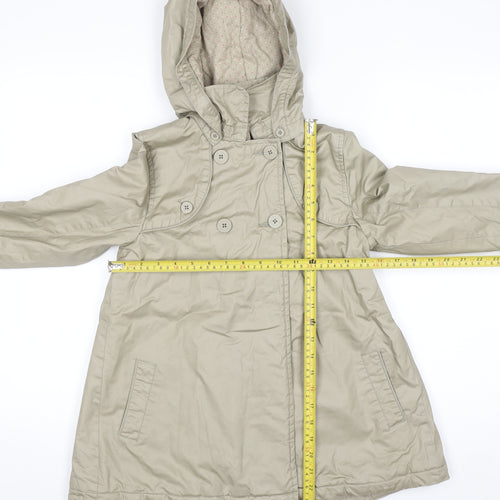 DPAM Girls Beige Hooded Trench Coat 10 Years Double-Breasted Waterproof