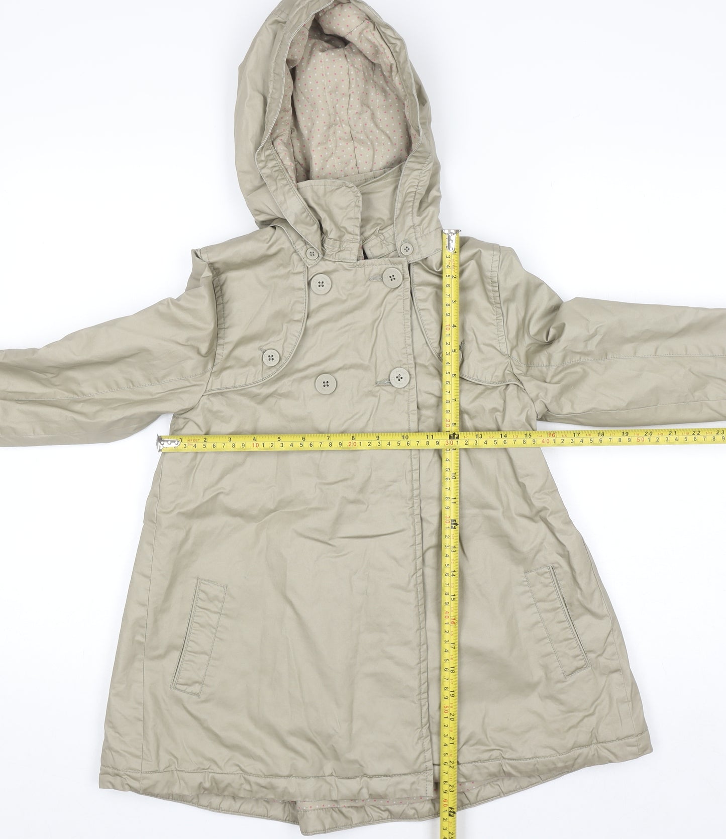 DPAM Girls Beige Hooded Trench Coat 10 Years Double-Breasted Waterproof