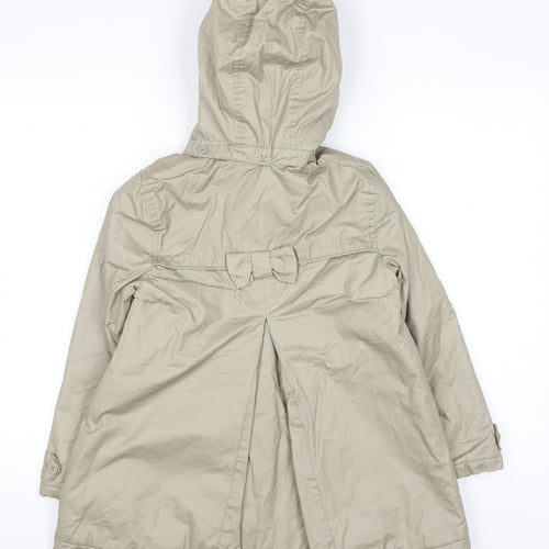 DPAM Girls Beige Hooded Trench Coat 10 Years Double-Breasted Waterproof