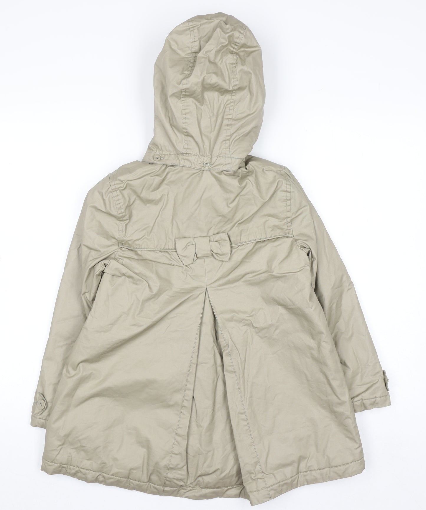 DPAM Girls Beige Hooded Trench Coat 10 Years Double-Breasted Waterproof