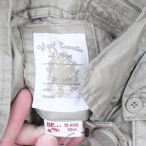 DPAM Girls Beige Hooded Trench Coat 10 Years Double-Breasted Waterproof