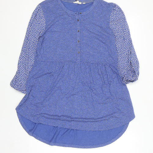 Fat Face Women's Blue Polka Dot Long Sleeve Tunic Blouse UK 10