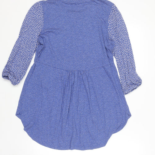Fat Face Women's Blue Polka Dot Long Sleeve Tunic Blouse UK 10
