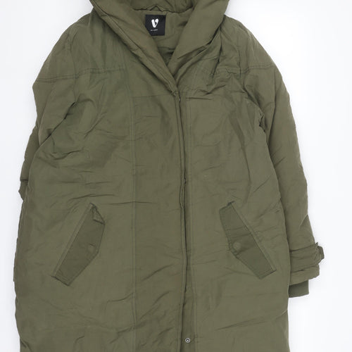 Very Women's Green Hooded Long Puffer Coat Size 12
