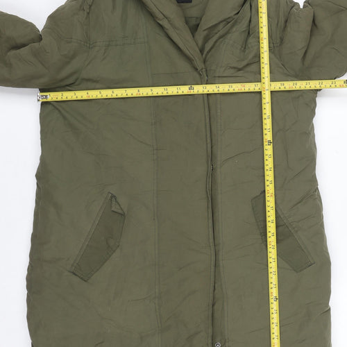Very Women's Green Hooded Long Puffer Coat Size 12