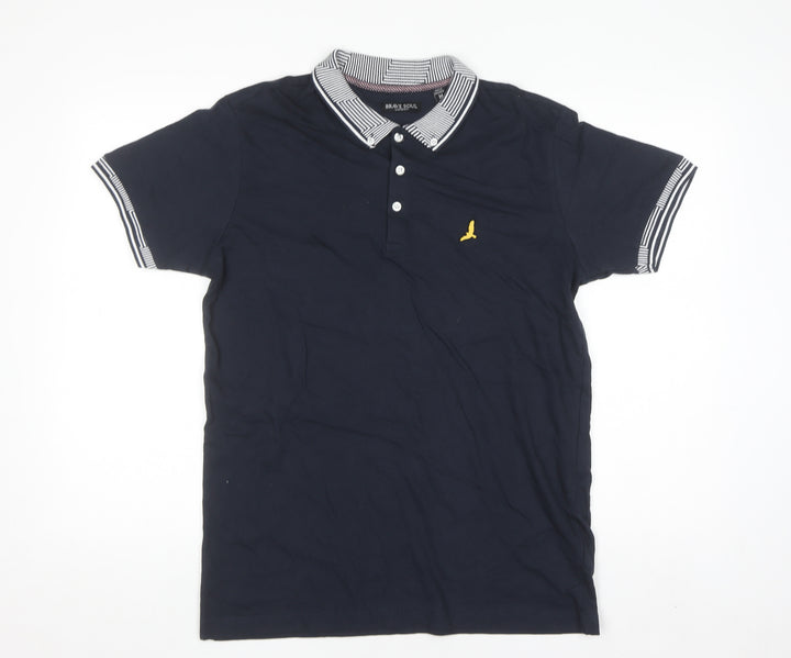 Brave Soul Men's Blue Short Sleeve Polo Shirt Size M