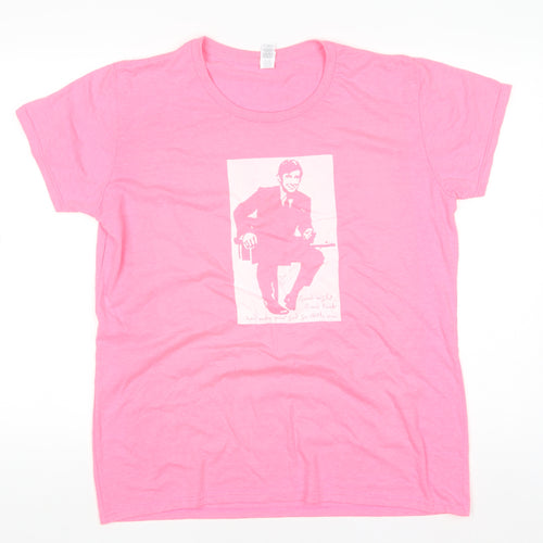 Anvil Womens Pink Graphic T-Shirt XL Short Sleeve Crew Neck