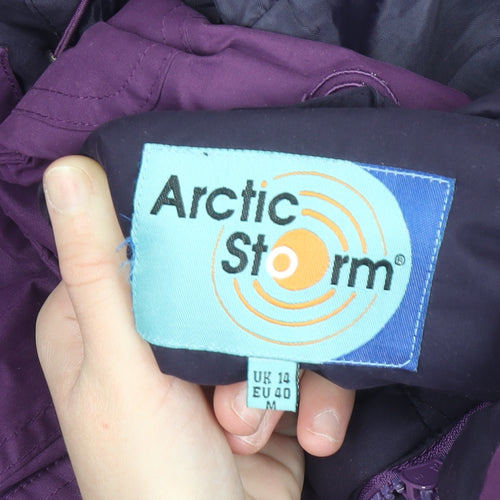 Arctic Storm Womens Purple Hooded Waterproof Anorak Jacket UK 14