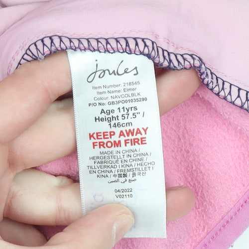 Joules Girls Multicoloured Full Zip Fleece Hoodie Size 11 Years