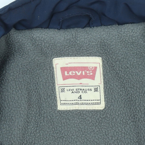 Levi's Boys Blue Bomber Jacket Size 4 Years Lined Polyester Zip-Up