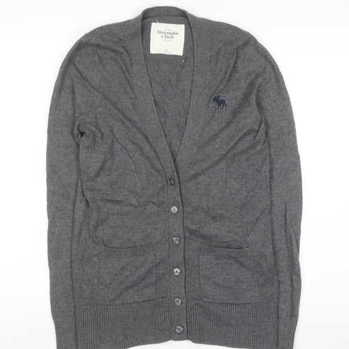 Abercrombie & Fitch Women's Grey Cardigan M V-Neck Knit Jumper