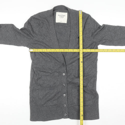 Abercrombie & Fitch Women's Grey Cardigan M V-Neck Knit Jumper
