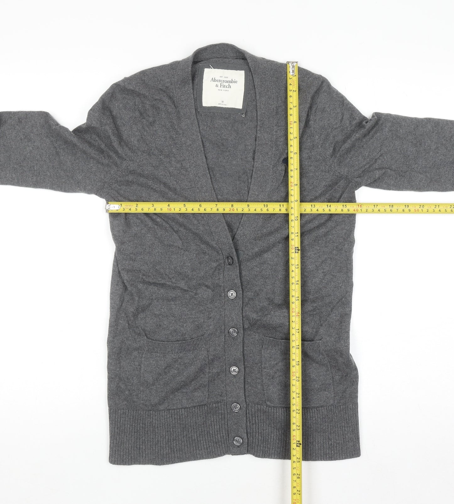 Abercrombie & Fitch Women's Grey Cardigan M V-Neck Knit Jumper
