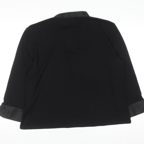For Women Black Collared Long Sleeve Stretch Jersey Top Size 24