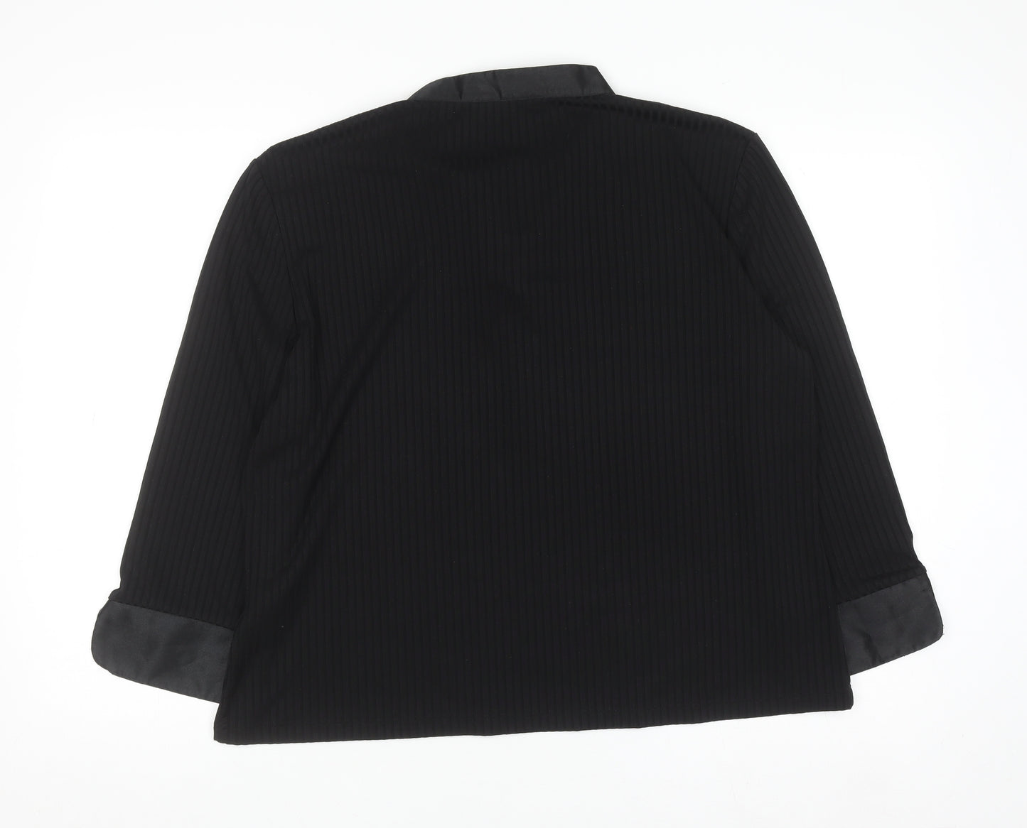 For Women Black Collared Long Sleeve Stretch Jersey Top Size 24