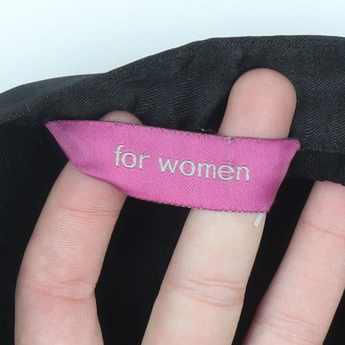 For Women Black Collared Long Sleeve Stretch Jersey Top Size 24