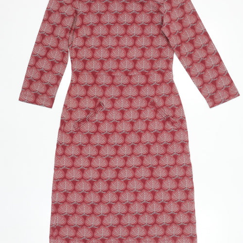 White Stuff Women's Red Geometric Cotton Shift Dress Size 8