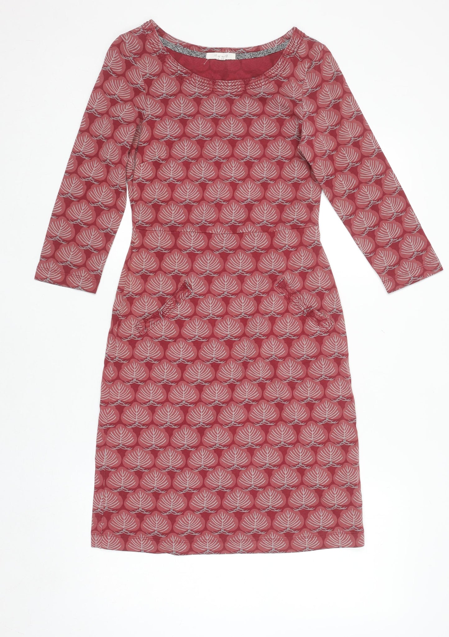 White Stuff Women's Red Geometric Cotton Shift Dress Size 8