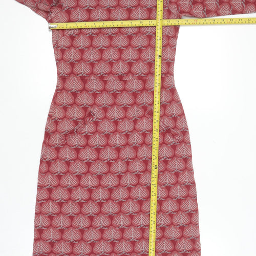 White Stuff Women's Red Geometric Cotton Shift Dress Size 8