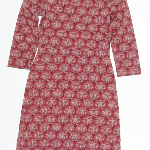 White Stuff Women's Red Geometric Cotton Shift Dress Size 8