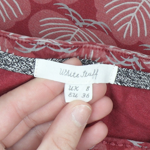 White Stuff Women's Red Geometric Cotton Shift Dress Size 8