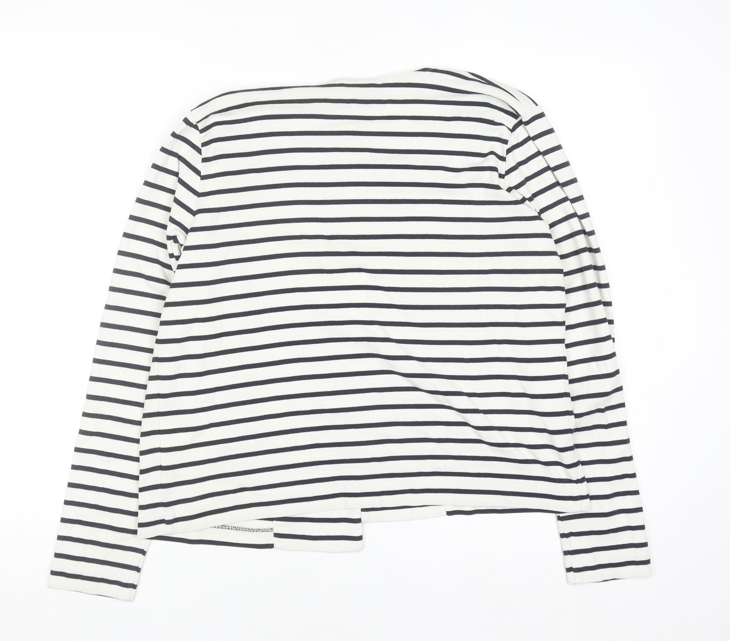 Jaeger Women’s White Striped Cotton Cardigan L Long Sleeve