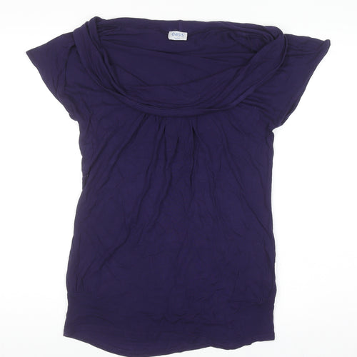 Oasis Womens Purple Cowl Neck Short Sleeve Jersey Blouse Size 10