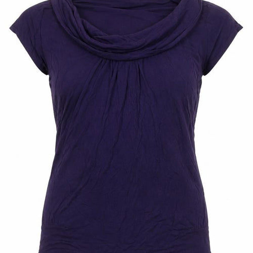 Oasis Womens Purple Cowl Neck Short Sleeve Jersey Blouse Size 10